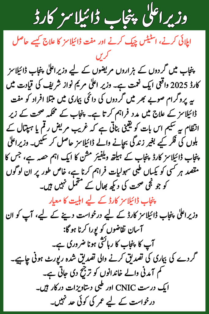 CM Punjab Dialysis Card